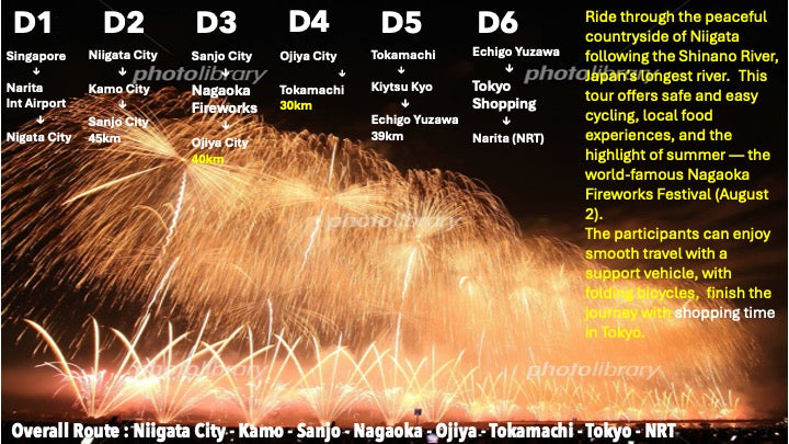Niigata Countryside Cycling & Fireworks Tour 20% deposit